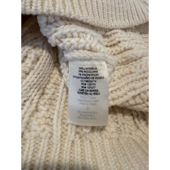 Alice + Olivia Womens Sz L Cream Kenny Oversized Cableknit Sweater Wool Chunky - Picture 4 of 7